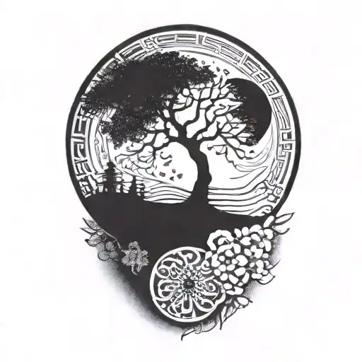 Tree Of Life And Sun And Moon