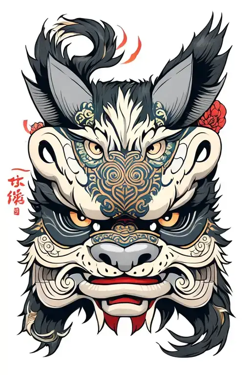 Miyamoto Musashi Foo Dog Hennya Mask