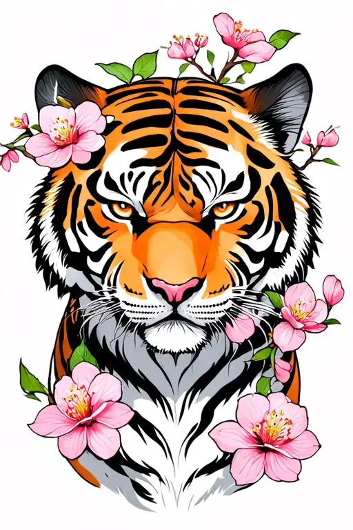 Cherry Blossom Tiger Surrounded
