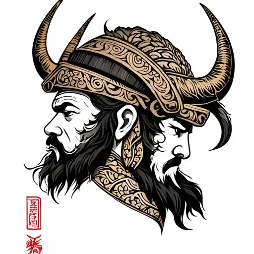 Namakubi Style Viking Head Profile Holding