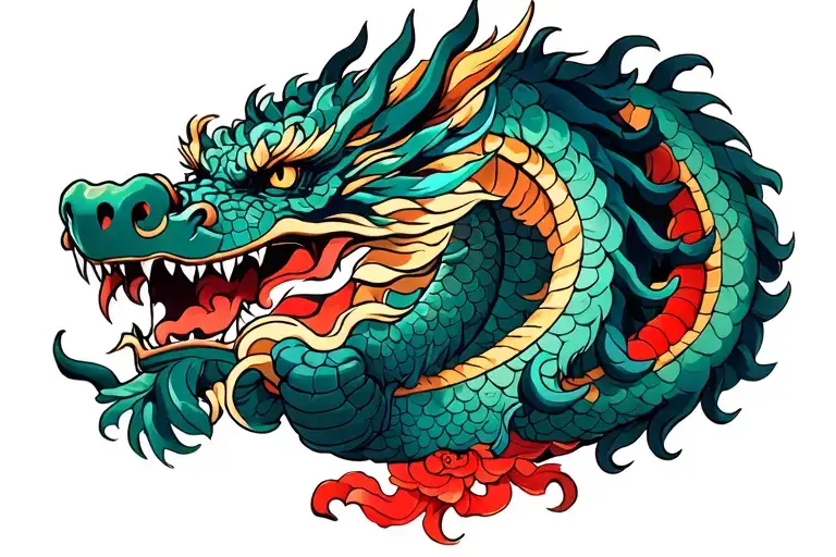 Dragon Around Collar Bone Hand Holding