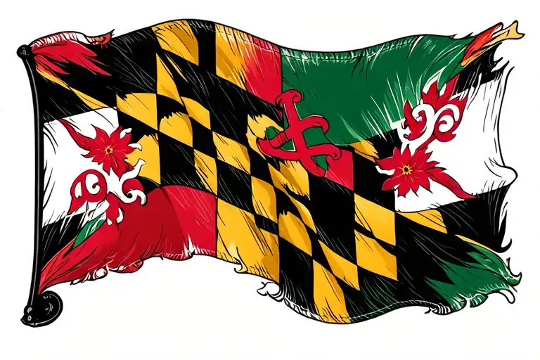 Maryland Flag Morphing Alabama Flag Intertwined