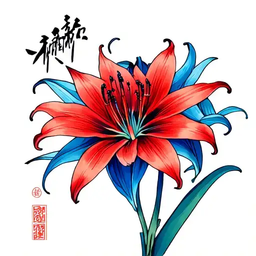 Red And Blue Spider Lily