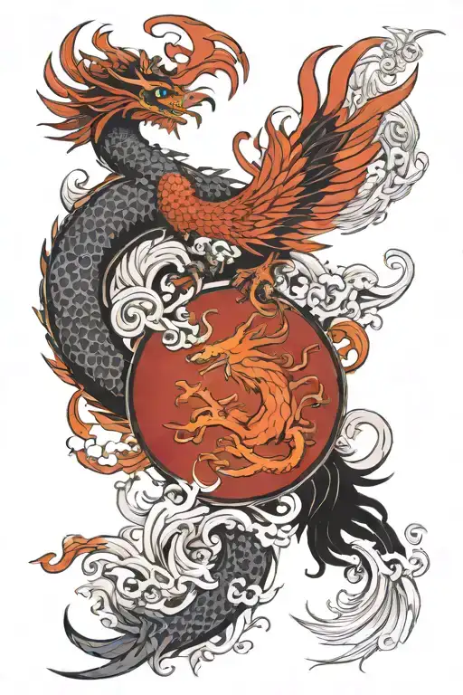Combining A Phoenix And Dragon Into A Yin-yang Design