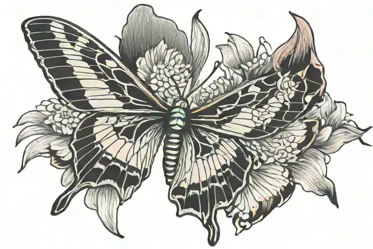 Lunar Moth On A Spider Lily