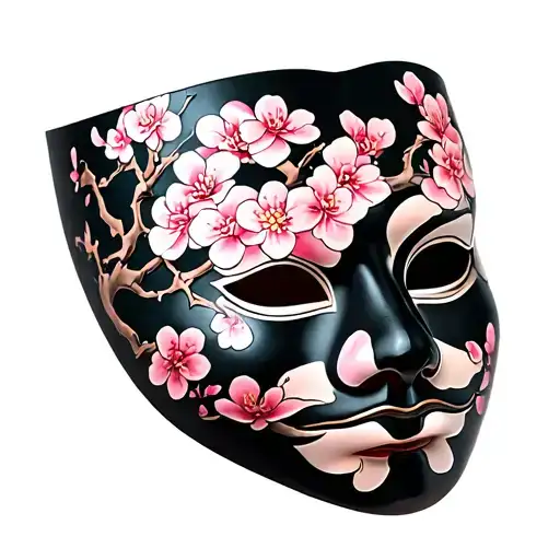 Hanya Mask With Cherry Blossom Tree