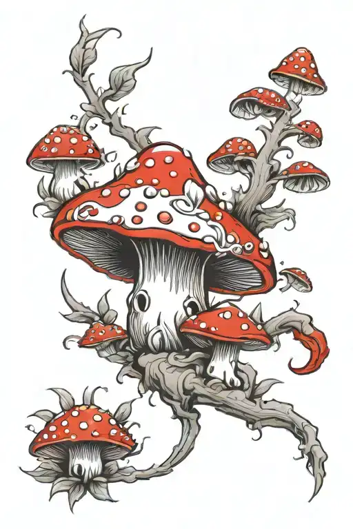 Red Fly Agaric Tattoo Sketch For The Whole Arm Sleeve