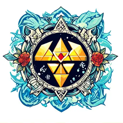 Legend Of Zelda Tri Force With All Elements From Ocarina Of Time