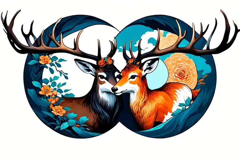 Stag And Vixen Integrated Into An Infinity Loop