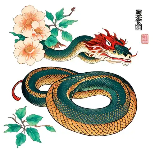 Two Very Long Snake And Flowers For Men