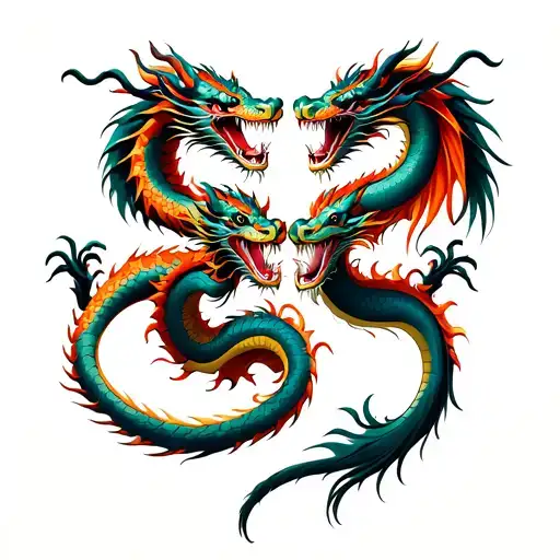 Japaneese Dragons Fighting Eachother