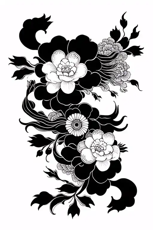 Japanese And Blackwork Design Combining Elements