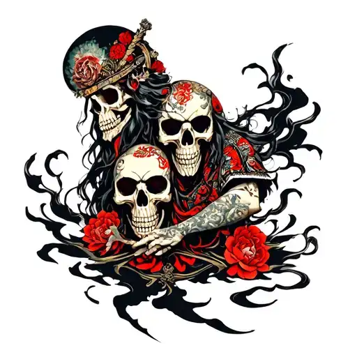 Gods Of Death With Skulls Representing Dark Periods
