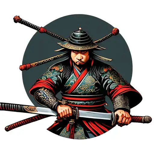 Samurai Warrior Wielding A Sword