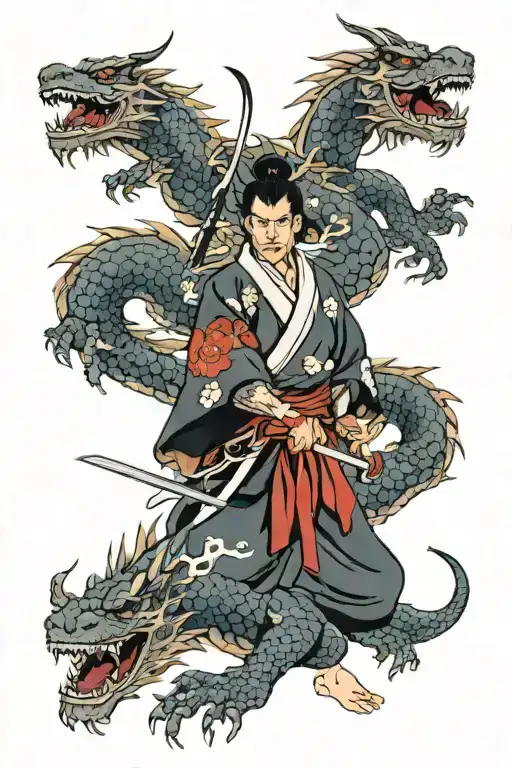 Samurai And Dragon