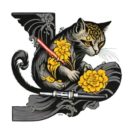Monmoncat With Lightsaber