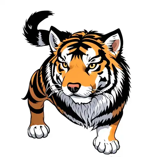 Japanese Tiger Crawling Down But Instead Of Tiger Have It Be A Rough Collie