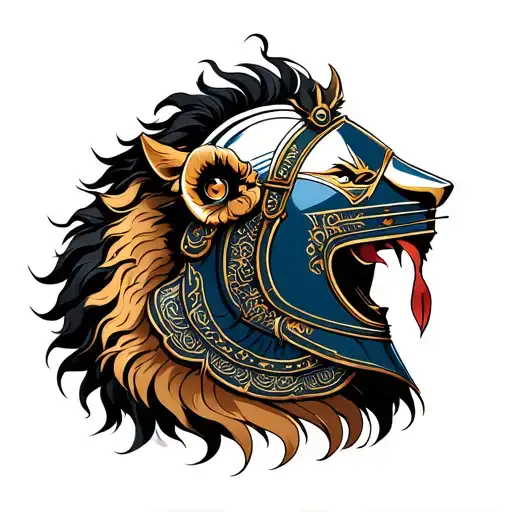 Lion And Knight Helmet