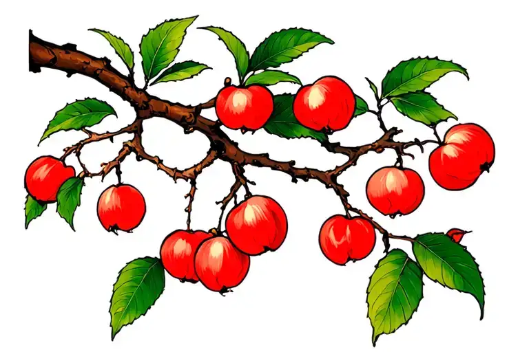 Tree Branch With Wild Crabapple Tree