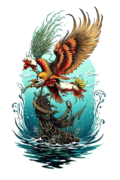 Post Apocalyptic American Icons Underwater Scene