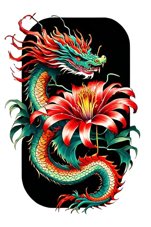 Red Spider Lily With Dragon
