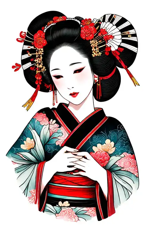 Geisha Undressing From Her Kimono