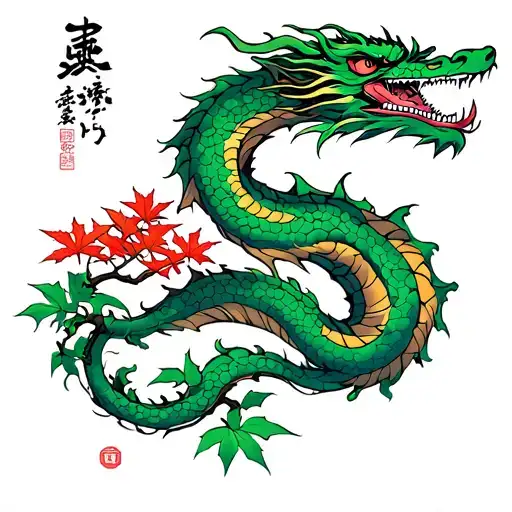 Japanese Maple Tree With Green Dragon Wrapped