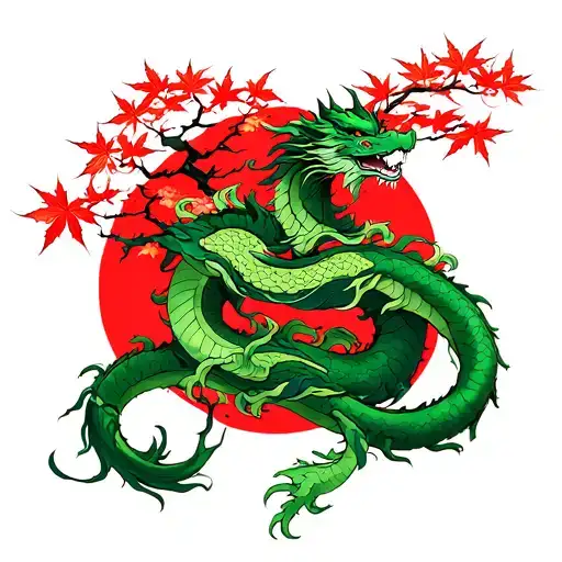 Japanese Maple Tree With Green Dryad Dragon Wrapped