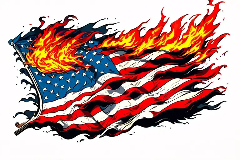 American Flag On Fire