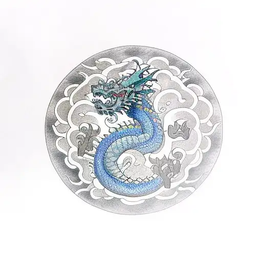 Dragon With A Lotus Flower
