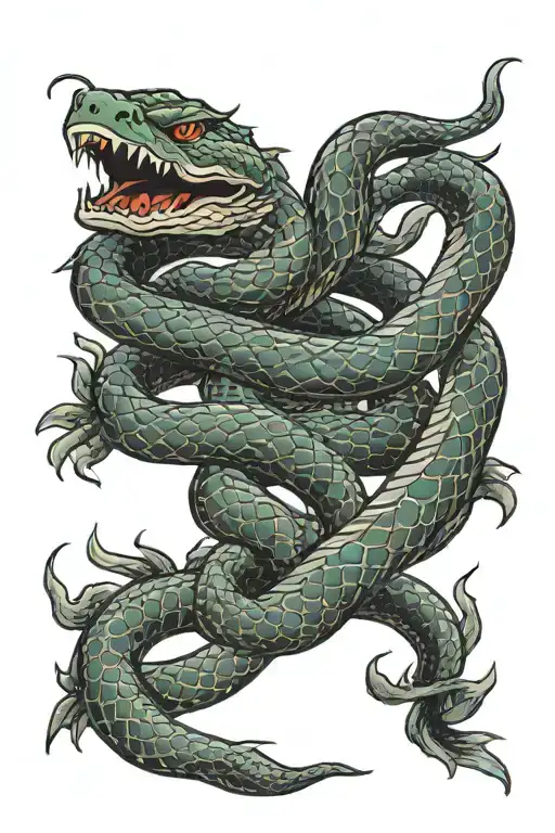 Snake Wearing Armour Half Sleeve Tattoo Design