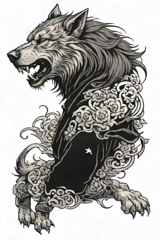 Dire Wolf And Girl Side Profile