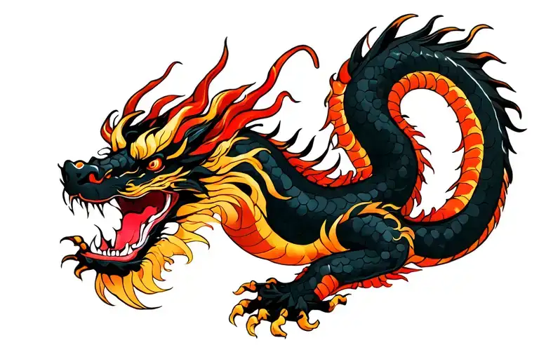 Full Length Japanese Black Dragon