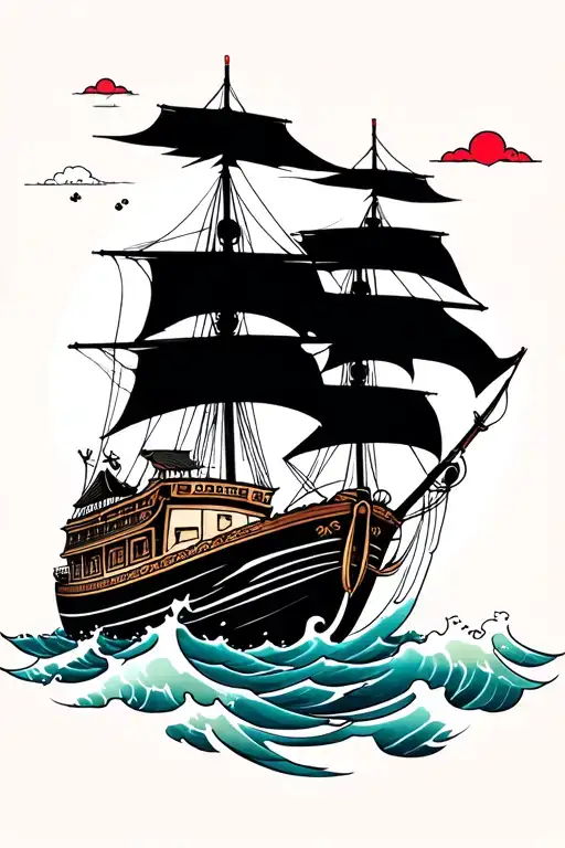 Ship Sailing Through A Sea