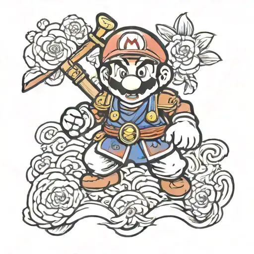 Super Mario With Samurai Clothes And Mask