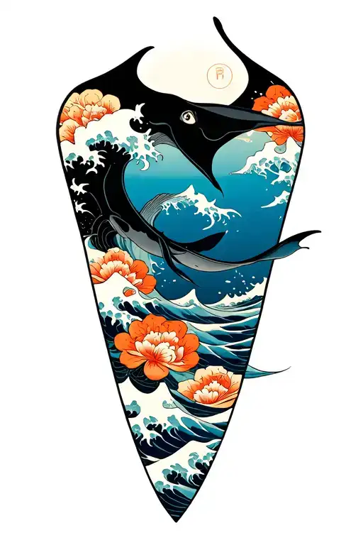 Manta Ray In Kanagawa Wave