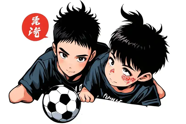 Me And My Brother With A Soccer Ball Looking Towards Success