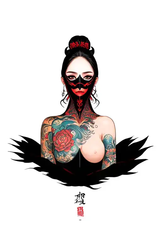 Beautiful Woman's Face Taking Off Her Mask Revealing The Devil Behind It