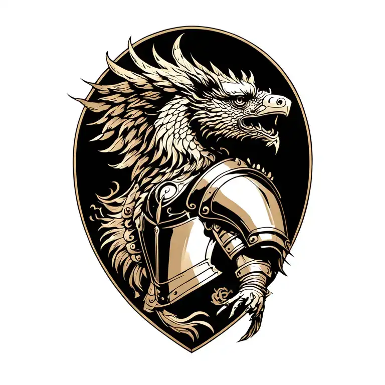 Knights Armor With Griffin Etched In