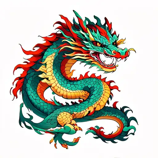 Dragon On The Chest Moving Trough My Arm Sleeve With Colors