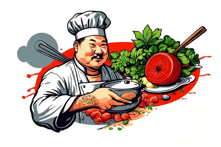 Chef With Kitchen Things On Hand