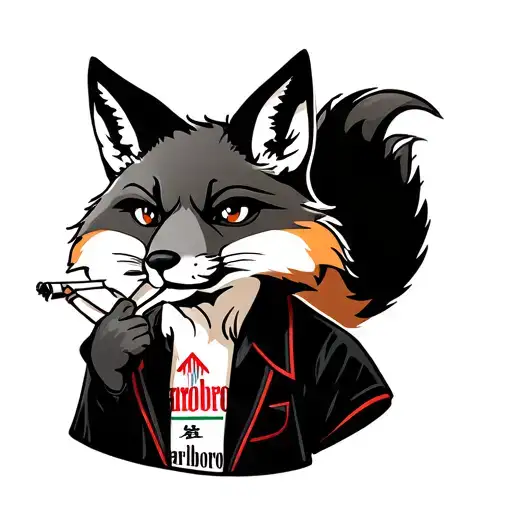 Fox Wearing A Marlboro Shirt Smoking A Cigarette