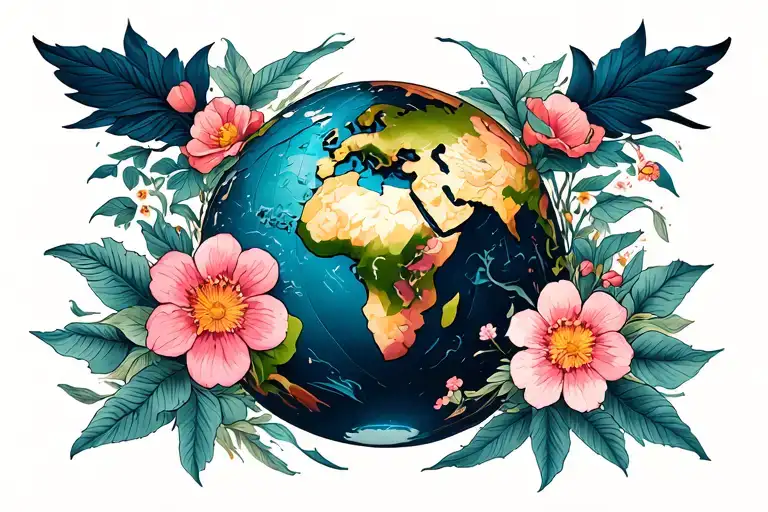 Globe Surrounded By Flowers