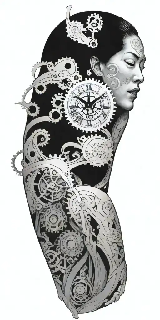 Clock Mechanism Intertwine Along The Entire Length