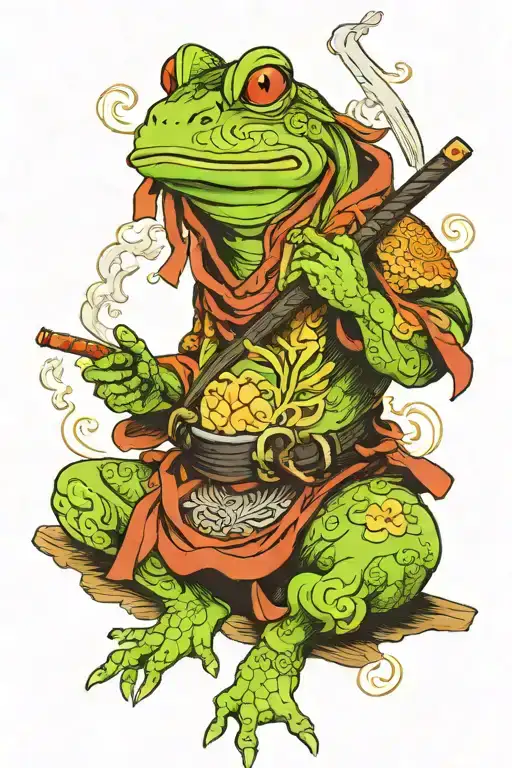 Samurai Frog Smoking