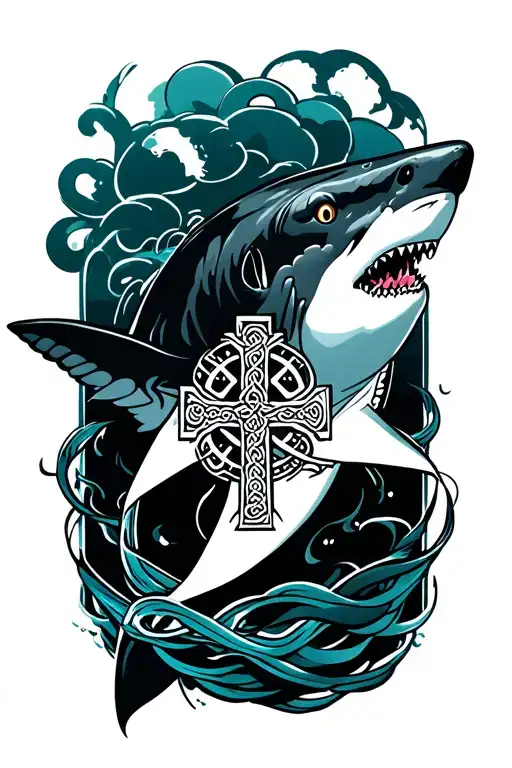 Shark With Celtic Cross Wrapped