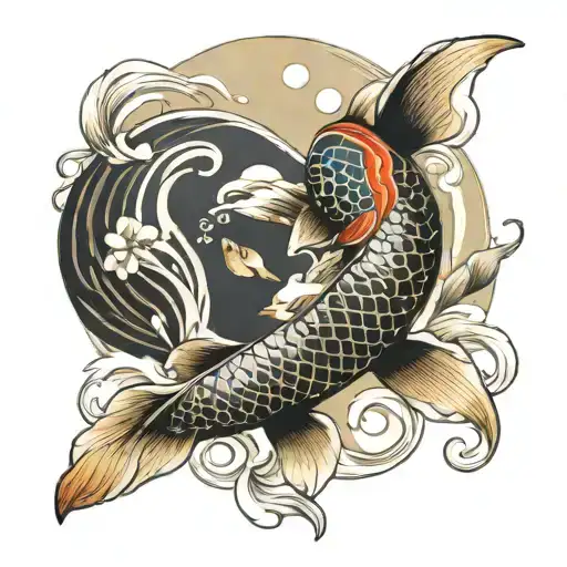 Ying Yang Koi Fish Swimming