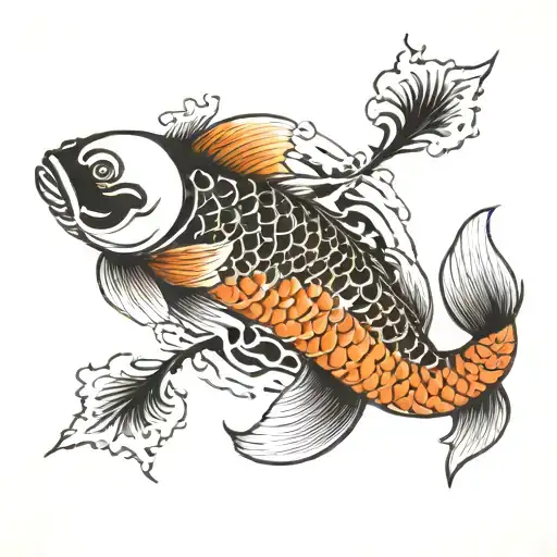 Ying Yang Koi Fish Swimming
