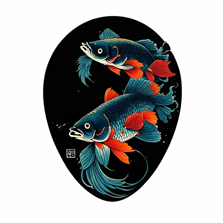 Samurai And Coi Fish
