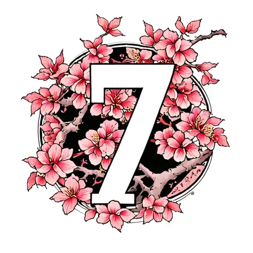 Japanese Cherry Tree With Number 7 Deadly Sins